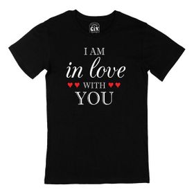 Cix I Am In Love With You Baskılı Siyah Erkek T-shirt