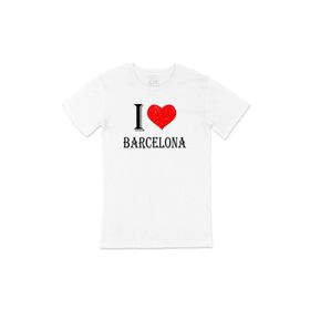 Cix I Love Barcelona Baskılı Beyaz Unisex T-shirt