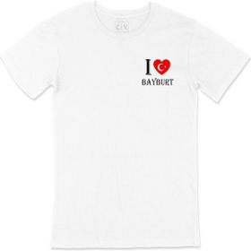 Cix I Love Bayburt Cep Logo Tasarımlı Beyaz T-shirt