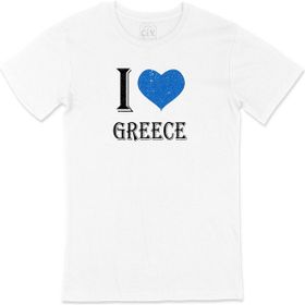 Cix I Love Greece Baskılı Beyaz Unisex T-shirt