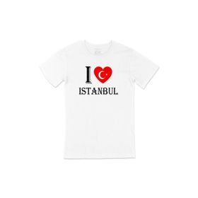 Cix I Love İstanbul Baskılı Beyaz Unisex T-shirt