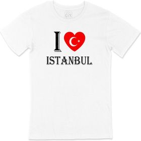 Cix I Love İstanbul Baskılı Beyaz Unisex T-shirt