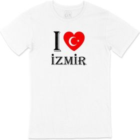 Cix I Love İzmir Baskılı Beyaz Unisex T-shirt