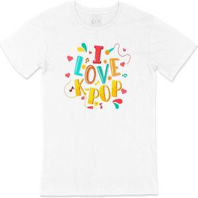 Cix I Love K Pop Baskılı Beyaz Unisex T-shirt