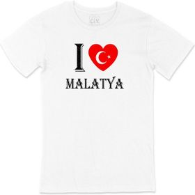 Cix I Love Malatya Baskılı Beyaz Unisex T-shirt