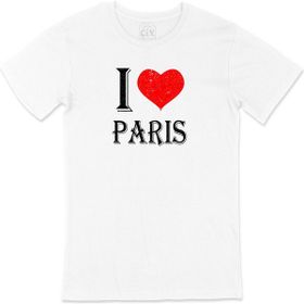 Cix I Love Paris Baskılı Beyaz Unisex T-shirt
