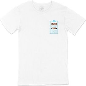 Cix I Paused My Game Cep Logo Tasarımlı Beyaz Erkek T-shirt