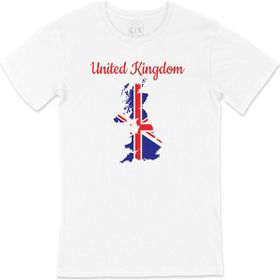 Cix İngiltere Haritalı ve Bayraklı Beyaz T-shirt