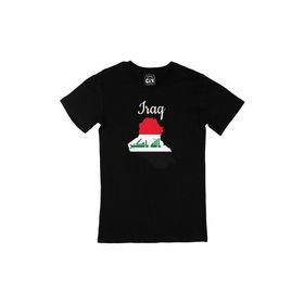Cix Irak Haritalı ve Bayraklı Siyah T-shirt