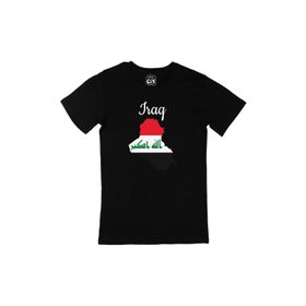 Cix Irak Haritalı ve Bayraklı Siyah T-shirt