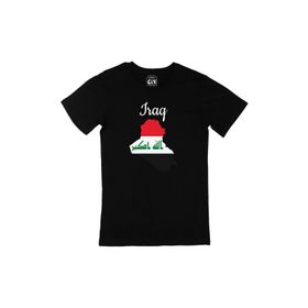 Cix Irak Haritalı ve Bayraklı Siyah T-shirt