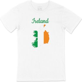 Cix İrlanda Haritalı ve Bayraklı Beyaz T-shirt