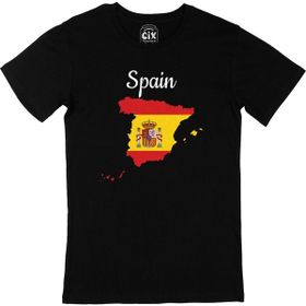 Cix İspanya Haritalı ve Bayraklı Siyah T-shirt