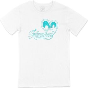 Cix İstanbul Kalpli Beyaz T-shirt