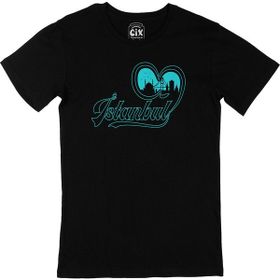 Cix İstanbul Kalpli Siyah T-shirt