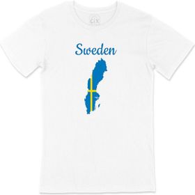 Cix İsveç Haritalı ve Bayraklı Beyaz Erkek T-shirt
