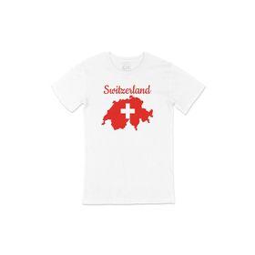 Cix İsviçre Haritalı ve Bayraklı Beyaz Cep Logo Tasarımlı T-shirt