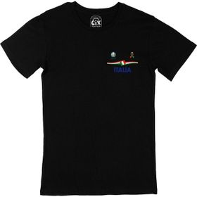 Cix İtalya Euro 2020 Siyah Cep Logo Tasarımlı Erkek T-shirt
