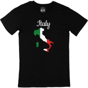 Cix İtalya Haritalı ve Bayraklı Siyah T-shirt