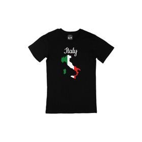 Cix İtalya Haritalı ve Bayraklı Siyah T-shirt