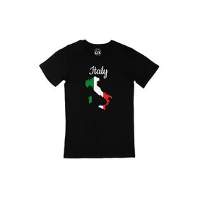 Cix İtalya Haritalı ve Bayraklı Siyah T-shirt