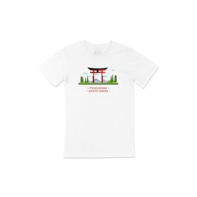 Cix Itsukuşima Tapınağı Baskılı Beyaz Unisex T-shirt