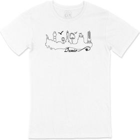Cix İzmir Çizimli Beyaz Erkek T-shirt