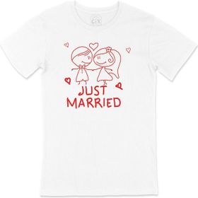 Cix Just Married Baskılı Beyaz Unisex T-shirt