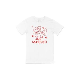 Cix Just Married Çizimli Baskılı Beyaz Unisex T-shirt