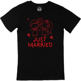 Cix Just Married Çizimli Siyah T-shirt