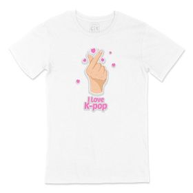 Cix K Pop Finger Heart Baskılı Beyaz Unisex T-shirt