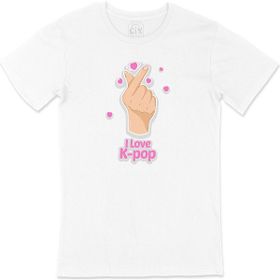 Cix K Pop Finger Heart Baskılı Beyaz Unisex T-shirt