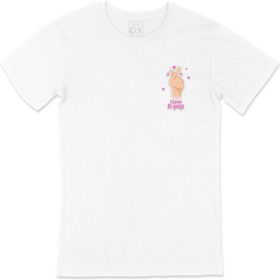 Cix K Pop Finger Heart Baskılı Beyaz Unisex T-shirt