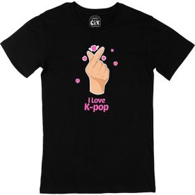 Cix K Pop Finger Heart Siyah T-shirt