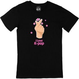 Cix K Pop Finger Heart Siyah T-shirt