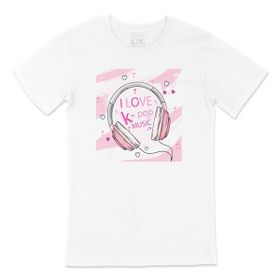 Cix K-Pop Kulaklık Tasarımlı Baskılı Beyaz Unisex T-shirt