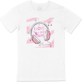 Cix K-Pop Kulaklık Tasarımlı Baskılı Beyaz Unisex T-shirt