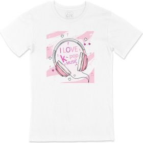 Cix K-Pop Kulaklık Tasarımlı Baskılı Beyaz Unisex T-shirt
