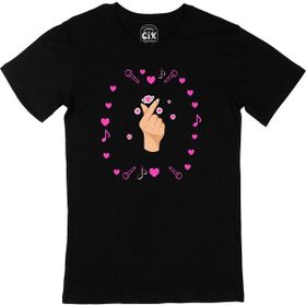 Cix K Pop Parmak Kalp Siyah T-shirt