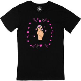 Cix K Pop Parmak Kalp Siyah T-shirt