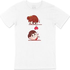 Cix Kalbimi Veriyorum Baskılı Beyaz Unisex T-shirt