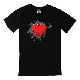 Cix Kalp Desenli Siyah T-shirt