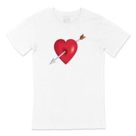 Cix Kalp ve Ok Beyaz Erkek T-shirt