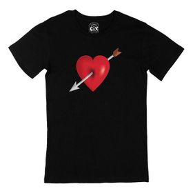 Cix Kalp ve Ok Siyah Erkek T-shirt