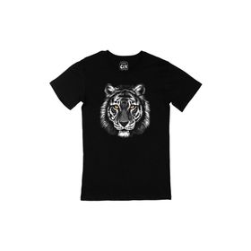 Cix Kaplan Desenli Yuvarlak Yaka Siyah T-shirt
