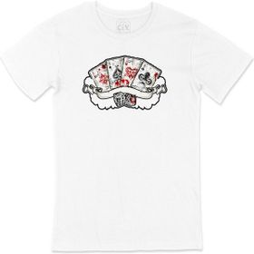Cix Kare As Kumarbaz Baskılı Yuvarlak Yaka Beyaz T-shirt