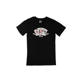 Cix Kare As Kumarbaz Baskılı Yuvarlak Yaka Siyah T-shirt