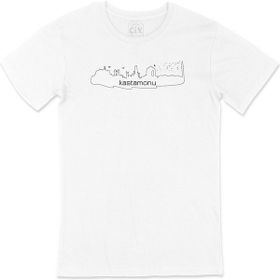 Cix Kastamonu Çizimli Yuvarlak Yaka Beyaz T-shirt