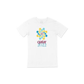 Cix Katar 2022 Dünya Kupası Baskılı Yuvarlak Yaka Beyaz T-shirt