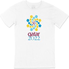 Cix Katar 2022 Dünya Kupası Baskılı Yuvarlak Yaka Beyaz T-shirt